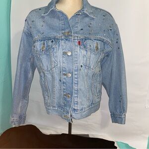 Levi's Light Blue Studded Denim Trucker Jacket - Women's